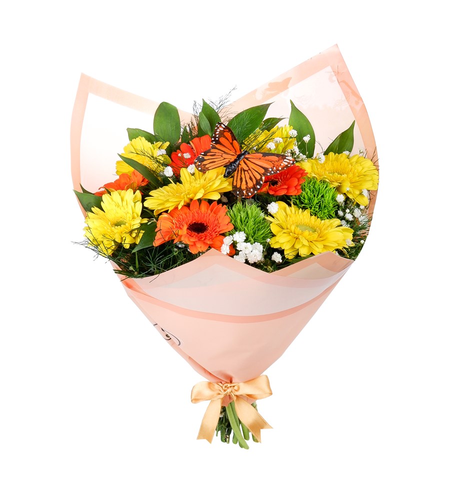 Sarı ve Turuncu Gerbera Buketi